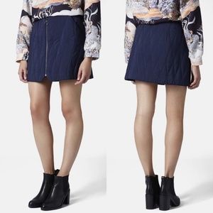 Topshop Premium Quilted Zip Skirt Mini Hardware